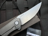 PRE-OWNED Shirogorov Quantum Ursus Flipper Stonewashed Titanium Body w/ Cromax PM Stonewashed Plain Edge Blade (3.75")