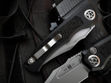 Heretic Knives Wraith V4 Bowie Auto Folder Black Aluminum Body w/ Magnacut Beadblast Plain Edge Blade (3.625") H002-3A
