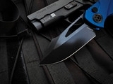Heretic Knives Pariah Drop Point Manual Folder Blue Aluminum Body w/ Magnacut DLC Plain Edge Blade (3.77") H046-6A-BLU