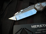 Heretic Knives Custom Wraith V4 Tanto Auto Folder Mother of Pearl Inlaid Hefted Titanium Body w/ M390 Mirror Polished Plain Edge Blade (3.625")