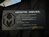 Heretic Knives Custom Wraith V4 Tanto Auto Folder Mother of Pearl Inlaid Hefted Titanium Body w/ M390 Mirror Polished Plain Edge Blade (3.625")