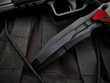Arcane Design The Creature Folder Black Titanium Body and Red Pivot Collar w/ 20CV Stonewashed Plain Edge Blade (3.75")