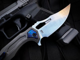 Arcane Design Crypt Folder Grey Titanium Body and Zircuti Accents w/ M390 Satin Finished Plain Edge Blade (3.75")
