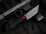 Arcane Design Necronaut Fixed Blade Black G10 Handle and Red Collar w/ Magnacut Stonewashed Plain Edge Blade (4.1")