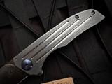 John Gray Slitter Custom Folder Barked Titanium Body w/ S90V Satin Plain Edge Blade (4")