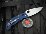 Spyderco Manix 2 XL Folder Cobalt Blue G10 Body w/ Spy27 Satin plain Edge Blade (3.85") C95GPCBL2