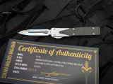 Marfione Custom UT-10 D/E Lightning Strike Carbon Fiber Inlaid Stainless Steel Chassis w/ Elmax High Polish Matching Inlay Plain Edge Blade (3.375")