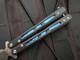 CONSIGNMENT Benchmade Balisong Butterfly Knife Morpho Black G10 and Blue Titanium Handles w/ D2 Plain Edge Blade (3")