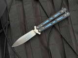 CONSIGNMENT Benchmade Balisong Butterfly Knife Morpho Black G10 and Blue Titanium Handles w/ D2 Plain Edge Blade (3")