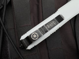 CONSIGNMENT Microtech Ultratech S/E Stormtrooper White Cerakote Aluminum Body w/ White Cerakote Plain Edge Blade (3.4") 121-1STD