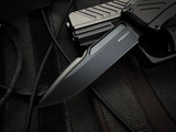 Guardian Tactical Recon-035 OTF Knife Black Tactical Aluminum Body w/ Magnacut Black Tactical Drop Point Plain Edge Blade (3.3") 98111 G2