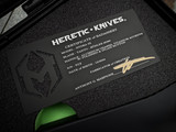 Heretic Knives Giant Hydra OTF Black Aluminum Body, Flamed Accents, and Carbon Fiber Snakeskin Button w/ M390 Hand Ground Tanto Blade