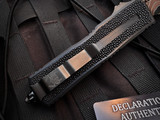 Marfione Select Scarab II Gen III T/E Stingray Skin Inlaid Black Hefted Alloy Body and DLC Hardcut Stainless Steel Hardware w/ Baker Forge Coppermai Damascus Blade (4") 1279-16MS2