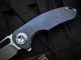 Curtiss Custom F3-Slim Slicer Flipper Blue Stonewashed Titanium Body w/CPM-S45VN Plain Edge Blade (3.5")