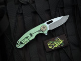 Curtiss Custom F3-Slim Slicer Flipper Green Stonewashed Titanium Body w/ CPM-S45VN Plain Edge Blade (3.5")