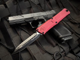 Microtech Combat Troodon D/E Merlot Aluminum Body w/ M390MK Black Full Serrated Blade (3.8") 1142-3MR