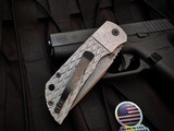 McNees Mac2 Auto Folder Atomic Diamond Titanium Body w/ Magnacut Stonewashed Plain Edge Blade (3.5")