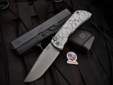 McNees Mac2 Auto Folder Atomic Cracked Earth Aluminum Body w/ Magnacut Stonewashed Plain Edge Blade (3.5")