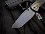 McNees Mac2 3.5 Folder Green/Bronze Swerve Titanium Body w/ Magnacut Stonewashed Plain Edge Blade (3.5")