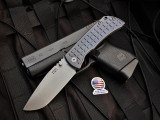 McNees Mac2 3.5 Folder Atomic Blue/Bronze Frag Titanium Body w/ Magnacut Stonewashed Plain Edge Blade (3.5")