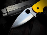Spyderco Sage 5 Salt Series Yellow FRN Lightweight Scales w/ Magnacut Plain Edge Blade (3") C123PYL