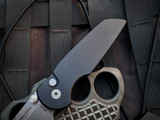 Pro-Tech TR-3 Integrity Button Lock Folder Black Aluminum Body w/ S35VN Stonewashed Plain Edge Blade (3.5") INT101