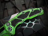Heretic knives Medusa Auto Folder Toxic Green Cel Shading Cerakote Aluminum Body w/ Magnacut Toxic Green Recurve Plain Edge Blade (3") H012-CS-TX