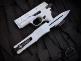 Microtech Combat Troodon D/E Storm Trooper White Cerakote Aluminum Body w/ White Cerakote Plain Edge Blade (3.4") S/N 100 142-1ST