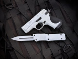 Microtech Combat Troodon D/E Storm Trooper White Cerakote Aluminum Body w/ White Cerakote Plain Edge Blade (3.4") S/N 100 142-1ST