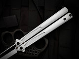 Microtech Tachyon III Balisong Butterfly Knife White Storm Trooper Aluminum Handles w/ White Cerakote Plain Edge Blade (4.5") 173-1ST