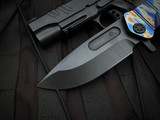 Medford USMC Fighter Flipper Faced/Flamed "Tsunami" and DLC Titanium Body w/ S35VN DLC Plain Edge Blade (4.25")