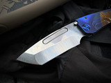 Medford Marauder-H Folder Tumbled Blue "Patriotic Themed" Titanium Body w/ S45VN Tumbled Tanto Blade (3.75")