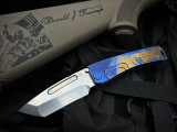 Medford Marauder-H Folder Tumbled Blue "Patriotic Themed" Titanium Body w/ S45VN Tumbled Tanto Blade (3.75")