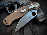 Spyderco Military 2 Brown G10 Scales w/ 15V Stonewashed Plain Edge Blade (4") C36GPBN15V2
