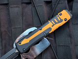 Microtech Ultratech D/E NCKS Exclusive Orange Guitar Motif w/ Tactical Black Plain Edge Blade (3.4") 122-1NCKS S/N 023