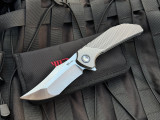 PRE-OWNED Reate Tiger Folder Milled Diamond Pattern Titanium Body w/ M390 Satin Plain Edge Blade (3.5")