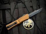 Microtech Combat Troodon Interceptor Tan Aluminum Body w/ M390MK Black Plain Edge Blade (3.8") 1217-1TAS