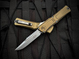Microtech Combat Troodon Interceptor OD Green Aluminum Body w/ M390MK Stonewashed Plain Edge Blade (3.8") 1217-10ODS