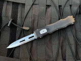 PRE-OWNED Original Early Production/Prototype Sandshark D/E OTF Black Aluminum Body w/ Polished Plain Edge Blade (4")