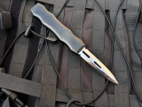 PRE-OWNED Original Early Production/Prototype Sandshark D/E OTF Black Aluminum Body w/ Polished Plain Edge Blade (4")