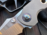 PRE-OWNED Maxace Manticore Tri Hole Titanium Body, Zirconium Pivot and Timascus Pivot Collar w/ CPM-Magnacut Satin Finished Plain Edge Blade (3.6") M18B