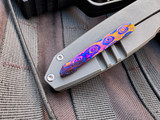 PRE-OWNED Maxace Manticore Tri Hole Titanium Body, Zirconium Pivot and Timascus Pivot Collar w/ CPM-Magnacut Satin Finished Plain Edge Blade (3.6") M18B