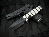 Medford Fighter Flipper PVD Faced Silver Flats Body w/ S45VN PVD Plain Edge Blade (4.25")
