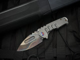 Medford Genesis T Folder Old School Tumbled Titanium Body and Flamed Hardware w/ S45VN Vulcan Drop Point Blade (3.3")