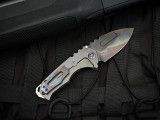 Medford Genesis T Folder Old School Tumbled Titanium Body and Flamed Hardware w/ S45VN Vulcan Drop Point Blade (3.3")