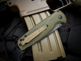 Benchmade CLA Auto Folder Od Green G10 Body w/ CPM-Magnacut DLC Blackwash Plain Edge Blade (3.4") 4300BK-02