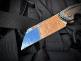 Dew Hara Custom Ray MKII "Waveform" Pattern Titanium Body w/ M390 High Polish Plain Edge Wharncliffe Blade (3.4") S/N 031