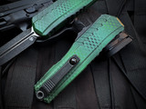 Microtech Cypher II D/E Green X-51 Aluminum Body w/ M390MK Plain Edge Blade (3.55") 1242-1GRX51S