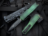 Microtech Cypher II D/E Green X-51 Aluminum Body w/ M390MK Plain Edge Blade (3.55") 1242-1GRX51S