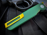 Tactile Knife Co Rockwall Folder Fairway Pattern Green and Yellow Titanium Body w/ Magnacut Tumbled Plain Edge Blade (2.84") 20-RT-MCFW-TTFW